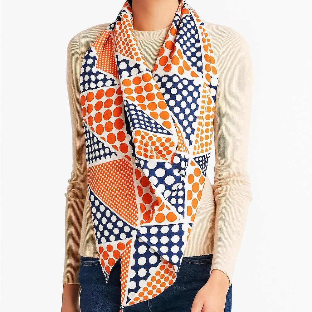 Vintage Doro Orange Polkadot Mod Pop Art Scarf